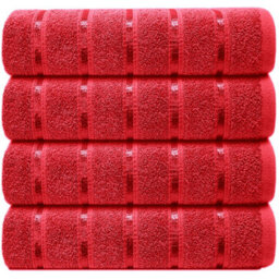 Casabella 4 Pk Bath Sheet Towel Set 80X140 Cm-Luxury 100% Cotton, Highly Absorbent Towel-Extra Large Bath Towels Red