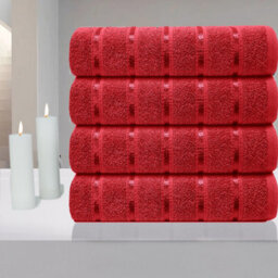Casabella 4 Pk Bath Sheet Towel Set 80X140 Cm-Luxury 100% Cotton, Highly Absorbent Towel-Extra Large Bath Towels Red - thumbnail 3