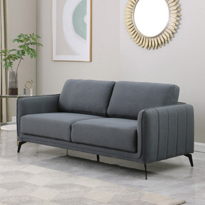 More4Homes Oslo Modern Scandi Style Fabric Living Room 3 Seater Sofa (Dark Grey) - image 1