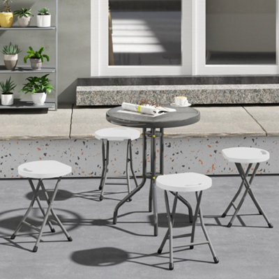 Outsunny Folding Stool Set Of 4, Decorative Garden Stool Set, White - image 1