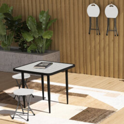 Outsunny Folding Stool Set Of 4, Decorative Garden Stool Set, White - thumbnail 9