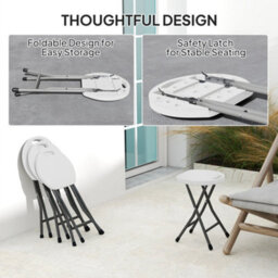 Outsunny Folding Stool Set Of 4, Decorative Garden Stool Set, White - thumbnail 5