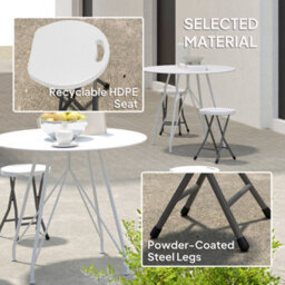 Outsunny Folding Stool Set Of 4, Decorative Garden Stool Set, White - thumbnail 6
