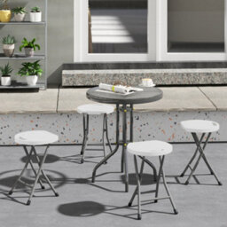 Outsunny Folding Stool Set Of 4, Decorative Garden Stool Set, White