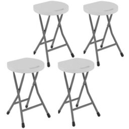 Outsunny Folding Stool Set Of 4, Decorative Garden Stool Set, White - thumbnail 2