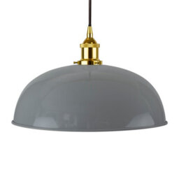 French Grey Worcester Painted Dome Pendant Light With Gold Lamp Holder And Black Round Cable - Se Home - thumbnail 1