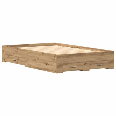Berkfield Modern Bed Frame With Drawers Artisan Oak 120X200 Cm Engineered Wood - image 1