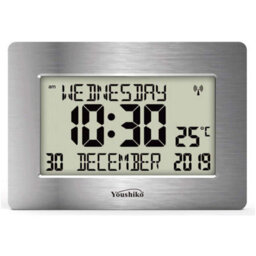 Youshiko Official Uk Radio Controlled Silent Wall Clock - Large Lcd, Auto Set Up With Day, Date, Month. Ideal For Dementia & Alzheimer's. - thumbnail 1