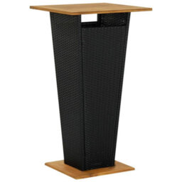 Walplus 3 Piece Garden Bar Set Black Poly Rattan&solid Wood Acacia - thumbnail 5