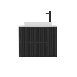 Royal Bathrooms Avenza 700mm Matt Obsidian Black Wall Hung Bathroom Countertop Vanity Unit 2 Drawer With Qubix Basin - thumbnail 6