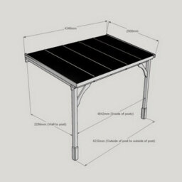 Rutland County Garden Furniture Wall Mounted Polycarbonate Roof Gazebo - Light Green - 2.5M Depth X 4.34M Width - 2 Posts / White Glazing Bars / Opal Sheets - thumbnail 8