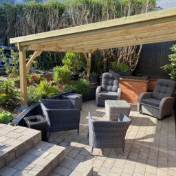 Rutland County Garden Furniture Wall Mounted Polycarbonate Roof Gazebo - Light Green - 2.5M Depth X 4.34M Width - 2 Posts / White Glazing Bars / Opal Sheets - thumbnail 9