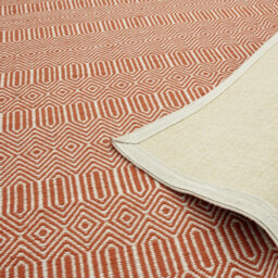 Modern Rug, Handmade Wool Rug For Living Room, Easy To Clean Cotton Geometric Rug, 4mm Thick Orange Rug-66Cm X 200Cm (Runner) - thumbnail 4