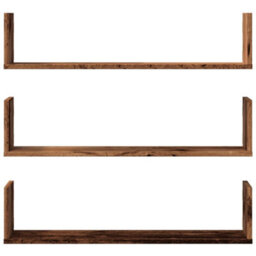 Berkfield Wall Shelves 3 Pcs Old Wood 80X18X18 Cm Engineered Wood - thumbnail 4