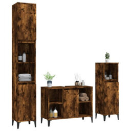 Berkfield 3 Piece Bathroom Furniture Set Smoked Oak Engineered Wood - thumbnail 4