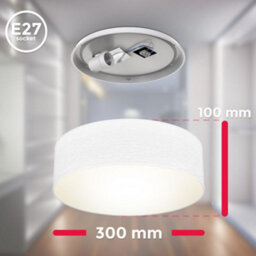 B.k.licht White Modern Ceiling Light Lamp With Fabric Shade Bedroom Hallway 300mm - thumbnail 5