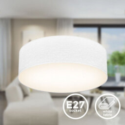 B.k.licht White Modern Ceiling Light Lamp With Fabric Shade Bedroom Hallway 300mm - thumbnail 8