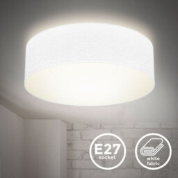 B.k.licht White Modern Ceiling Light Lamp With Fabric Shade Bedroom Hallway 300mm - thumbnail 2