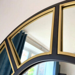 Jōbū Jobu Home - Mio - Full Length Black & Gold Metal Arched Window Mirror - 180Cm X 105Cm - thumbnail 2