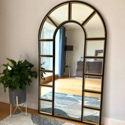 Jōbū Jobu Home - Mio - Full Length Black & Gold Metal Arched Window Mirror - 180Cm X 105Cm - thumbnail 5