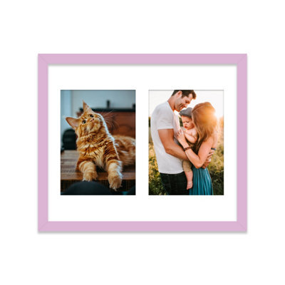 12X10 Inch 2 Opening Photo Collage Frame, Display Two 7X5 Inch Photos, Multi Aperture Family Picture Frame, Lilac - image 1