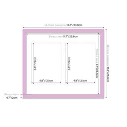 12X10 Inch 2 Opening Photo Collage Frame, Display Two 7X5 Inch Photos, Multi Aperture Family Picture Frame, Lilac - thumbnail 4