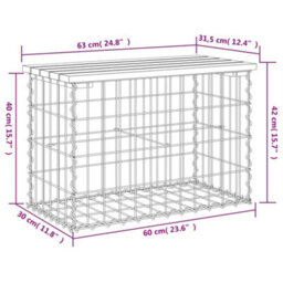 Walplus Garden Bench Gabion Design 63X31.5X42 Cm Solid Wood Pine - thumbnail 8
