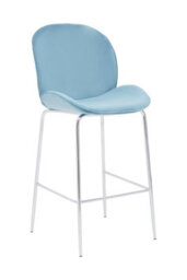 Orsina Tamzin Blue Velvet Chrome Finish Bar Chair