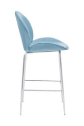 Orsina Tamzin Blue Velvet Chrome Finish Bar Chair - thumbnail 3