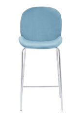 Orsina Tamzin Blue Velvet Chrome Finish Bar Chair - thumbnail 4