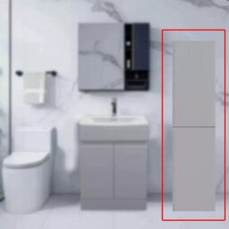 D Pro T Bathrooms Modern Handleless High Gloss Light Grey Bathroom Tall Boy Cabinet - 2 Door, 1800mm Durable, Space-Saving Design