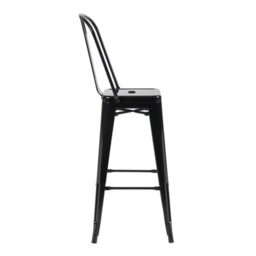 "Fwstyle Bistro Metal Bar Chairs Stools Set Of 4 30"" Black Gloss Galvanised Steel Indoor & Outdoor" - thumbnail 5
