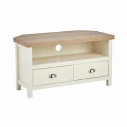 Home Source Avon 2 Drawer 36mm Thick Top Compact Corner Tv Stand Unit White - thumbnail 5