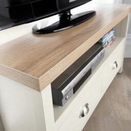 Home Source Avon 2 Drawer 36mm Thick Top Compact Corner Tv Stand Unit White - thumbnail 3