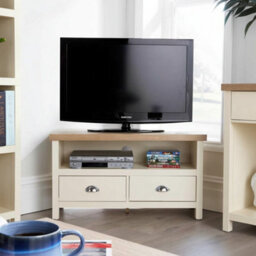 Home Source Avon 2 Drawer 36mm Thick Top Compact Corner Tv Stand Unit White - thumbnail 2