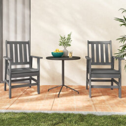 Gainoom All Weather Hdpe Grey Garden Chair Outdoor Dining Chair W/ Armrests - thumbnail 3