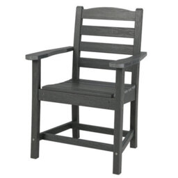 Gainoom All Weather Hdpe Grey Garden Chair Outdoor Dining Chair W/ Armrests