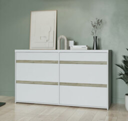 FurniComp LTD Furnicomp Avery 6 Drawer (3+3) Matt White And Oak Wide Chest Of Drawers - thumbnail 1