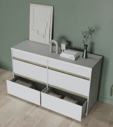 FurniComp LTD Furnicomp Avery 6 Drawer (3+3) Matt White And Oak Wide Chest Of Drawers - thumbnail 3