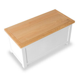 Farro White Ottoman Blanket Box - Painted With Oak Top - Fully Assembled By Roseland Furniture - thumbnail 5