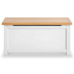 Farro White Ottoman Blanket Box - Painted With Oak Top - Fully Assembled By Roseland Furniture - thumbnail 4