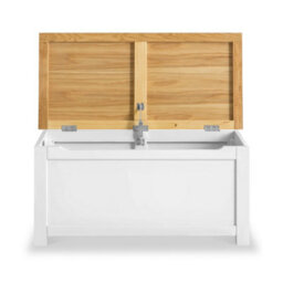 Farro White Ottoman Blanket Box - Painted With Oak Top - Fully Assembled By Roseland Furniture - thumbnail 6