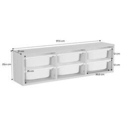 Sweeek - Children's Storage Unit With 6 Plastic Bins Natural-Coloured Olive Green/taupe 97.5X21X29.4 Cm - Sora - thumbnail 5