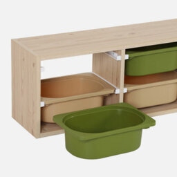 Sweeek - Children's Storage Unit With 6 Plastic Bins Natural-Coloured Olive Green/taupe 97.5X21X29.4 Cm - Sora - thumbnail 3