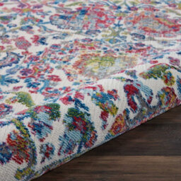 Ivory Blue Traditional Easy To Clean Floral Dining Room Bedroom And Living Room Rug-122Cm X 183Cm - thumbnail 9