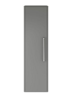 Balterley Contemporary Bathroom Wall Hung Single Soft Close Door Tall Storage Unit With 2 Shelves, Cool Grey, 1200 X 350 X 250mm - image 1