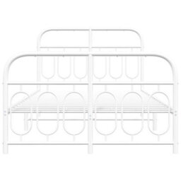Berkfield Metal Bed Frame Without Mattress With Footboard White 120X200Cm - thumbnail 4