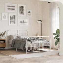 Berkfield Metal Bed Frame Without Mattress With Footboard White 120X200Cm