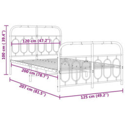 Berkfield Metal Bed Frame Without Mattress With Footboard White 120X200Cm - thumbnail 8