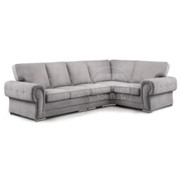 Furnishings For Less UK Milan 5 Seater Long  L Shaped Corner Sofa Full Back Chesterfield Arms Grey Right Hand Facing - thumbnail 1
